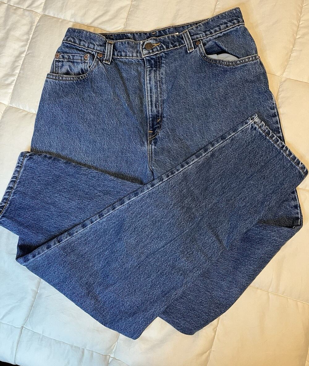 Vintage Levi's 551 Relaxed Fit Tapered Leg Jeans Womens 14 Long Dark Blue